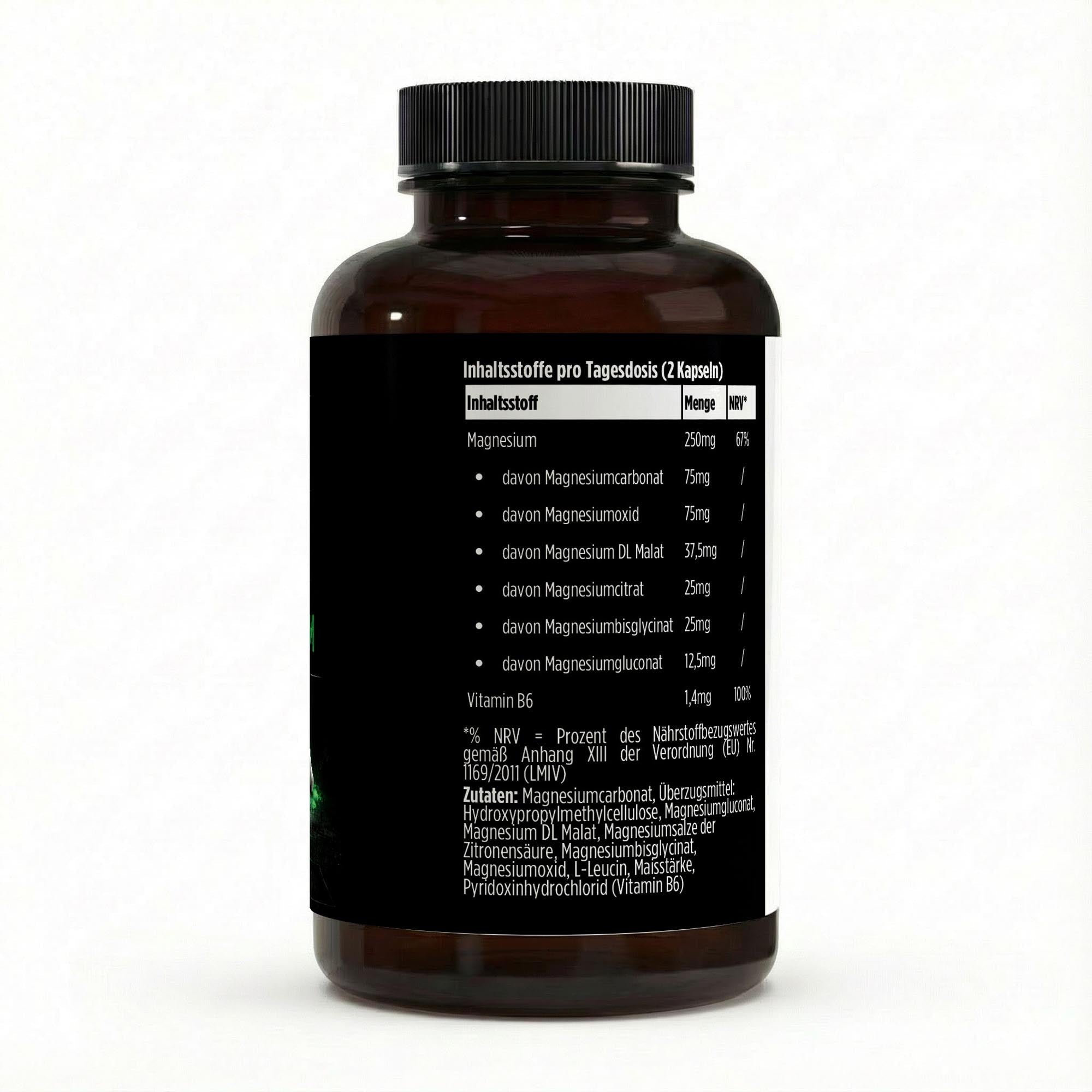 Magnesium 6x Komplex + B6 – 120 vegane Kapseln für Muskeln & Nerven