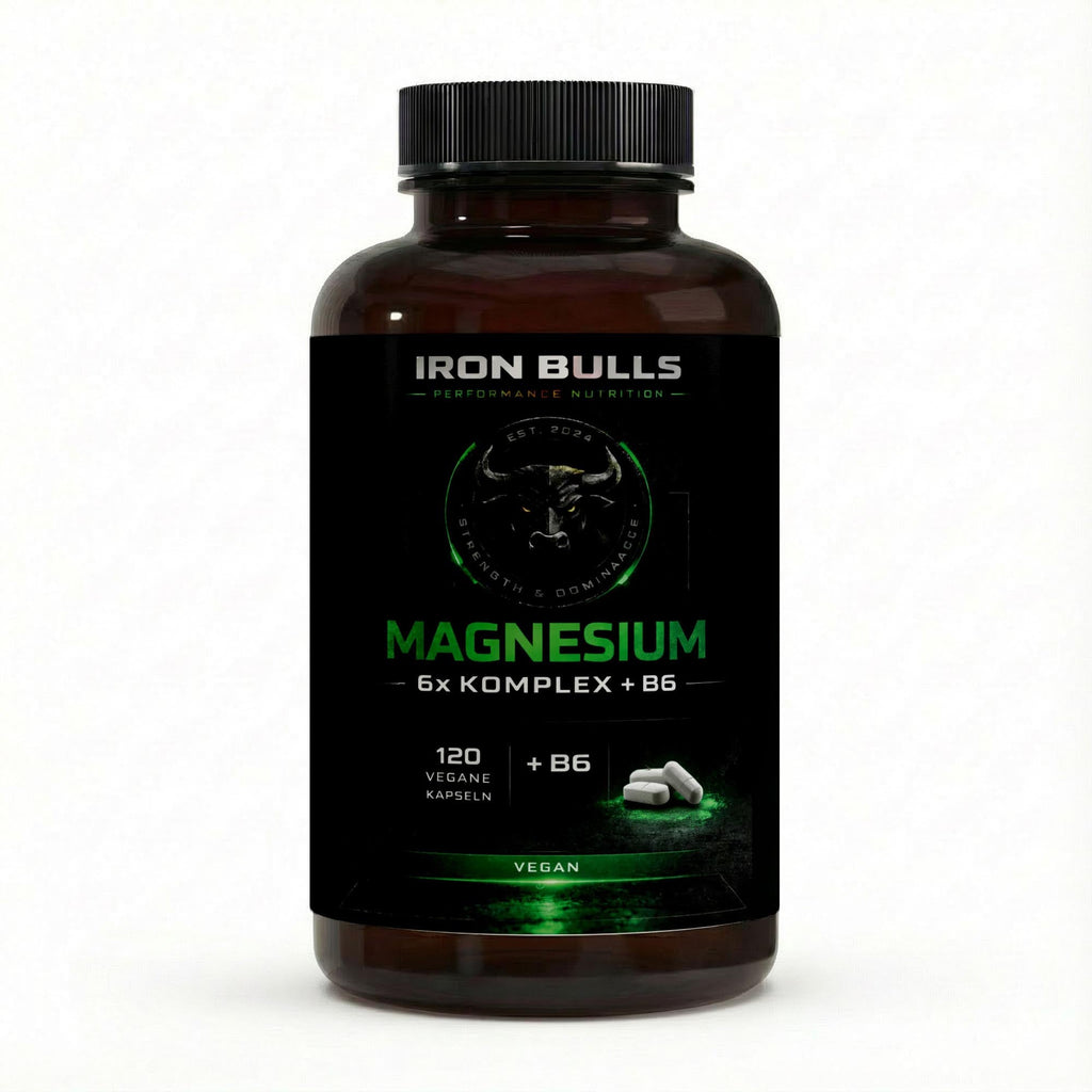 Magnesium 6x Komplex + B6 – 120 vegane Kapseln für Muskeln & Nerven