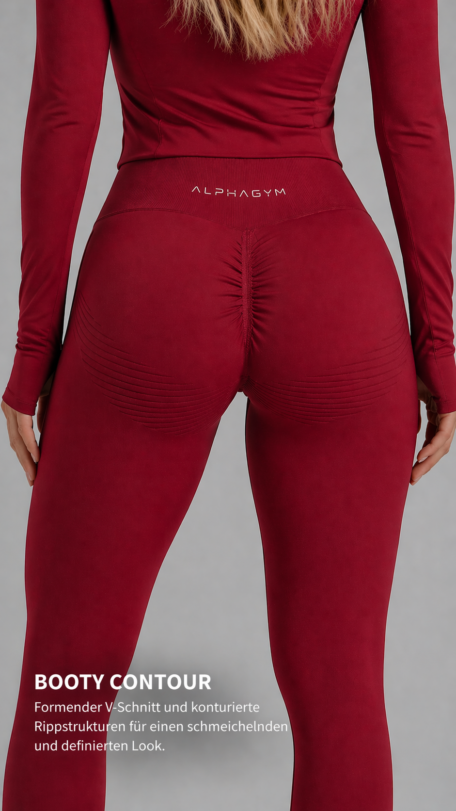 ''VALORA'' SEAMLESS SCRUNCH LEGGINGS CHERRY RED