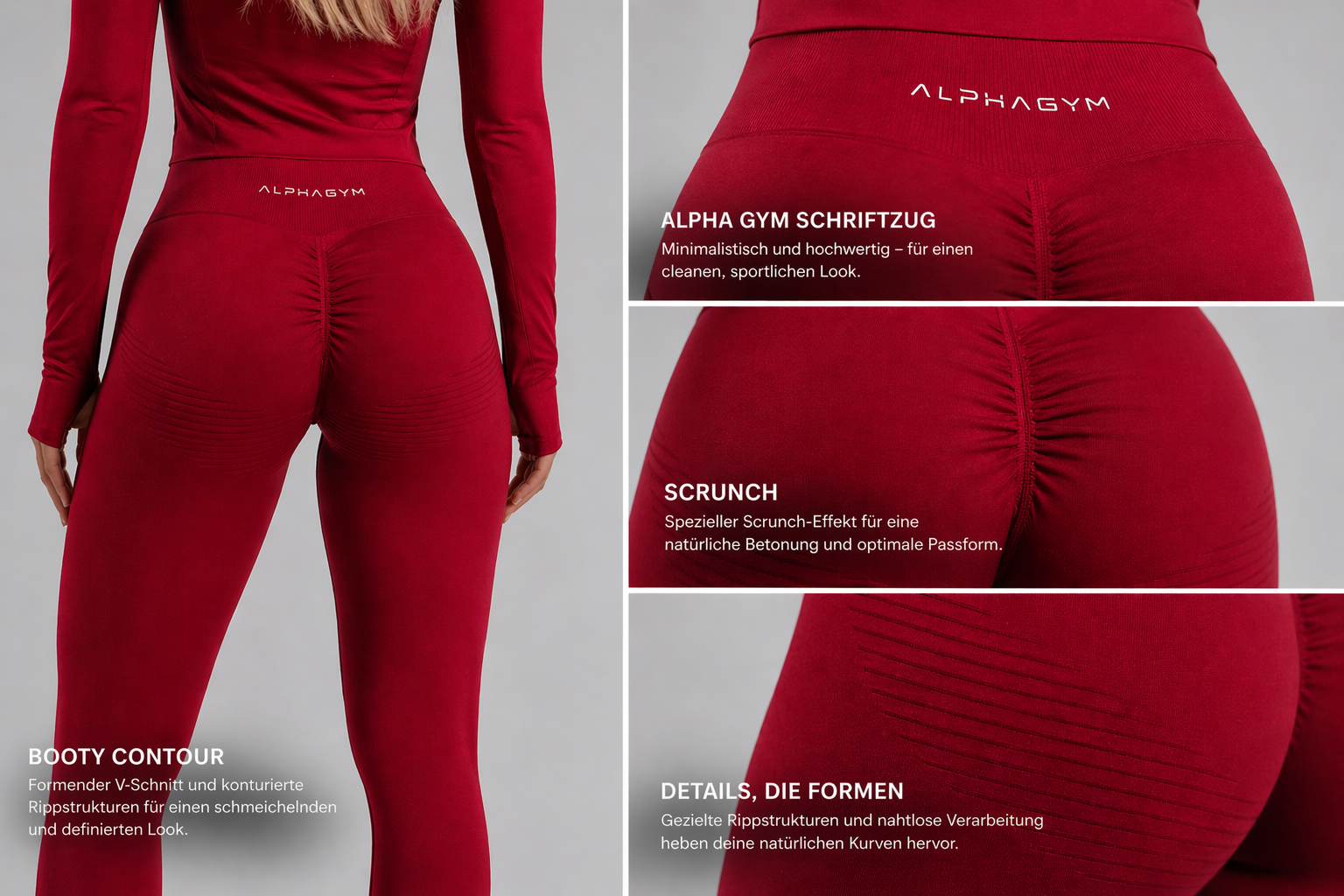 ''VALORA'' SEAMLESS SCRUNCH LEGGINGS CHERRY RED