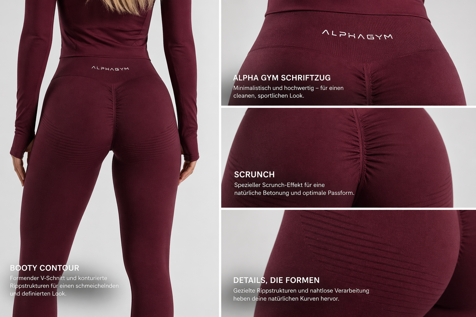 ''VALORA'' SEAMLESS SCRUNCH LEGGINGS PLUM PURPLE