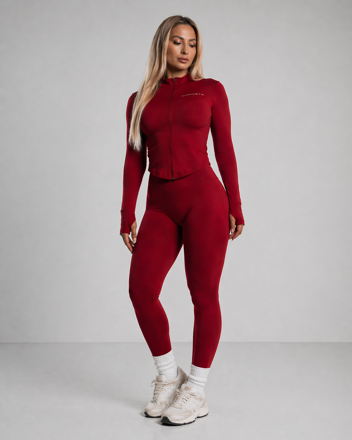 ''VALORA'' SHAPING ZIP JACKET CHERRY RED