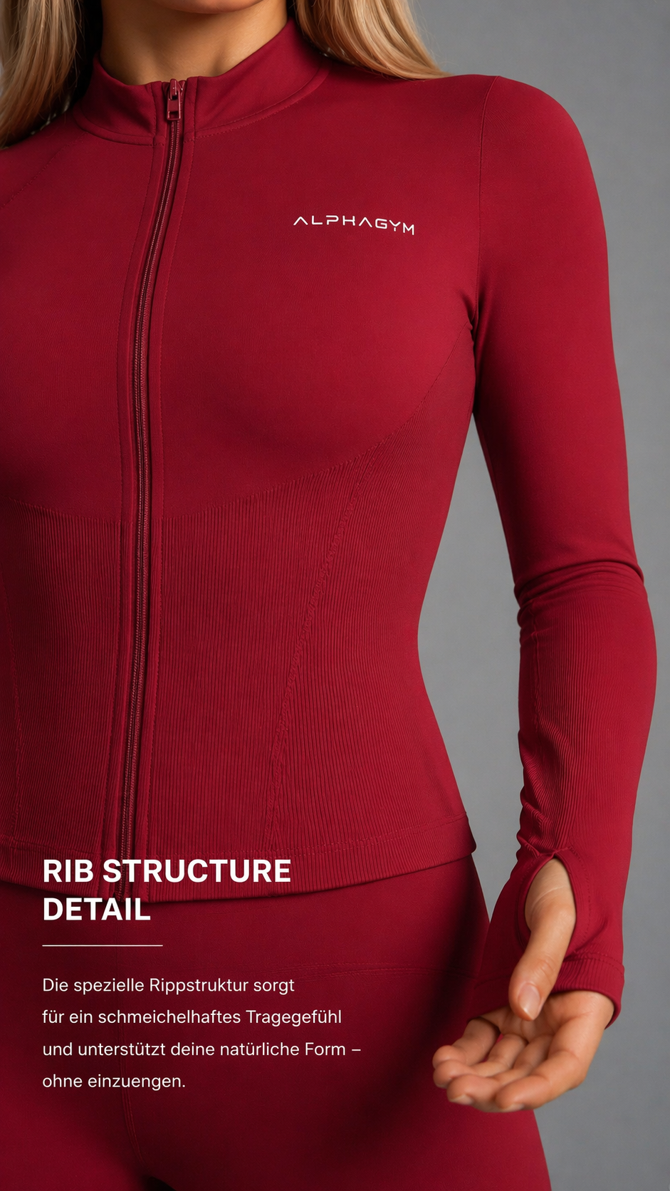 ''VALORA'' SHAPING ZIP JACKET CHERRY RED