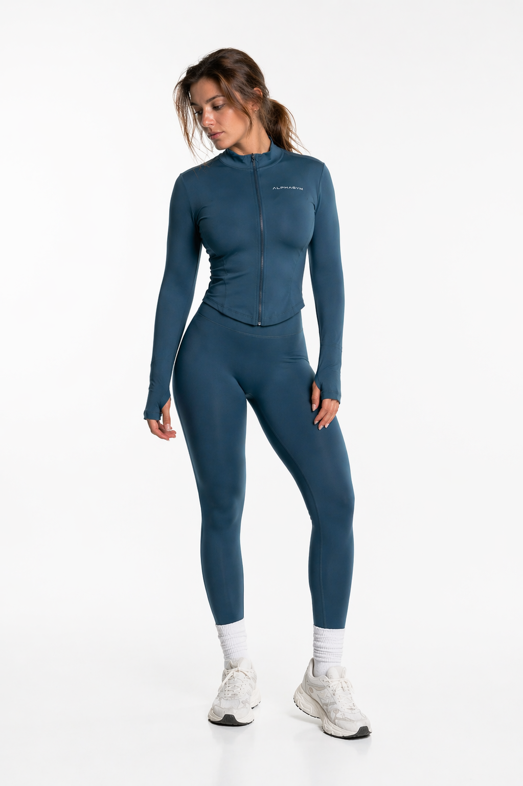 ''VALORA'' SHAPING ZIP JACKET PETROL