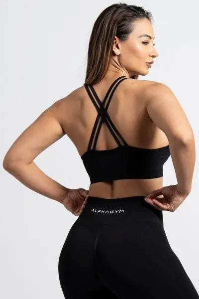 "BEVON" SPORT BRA BLACK