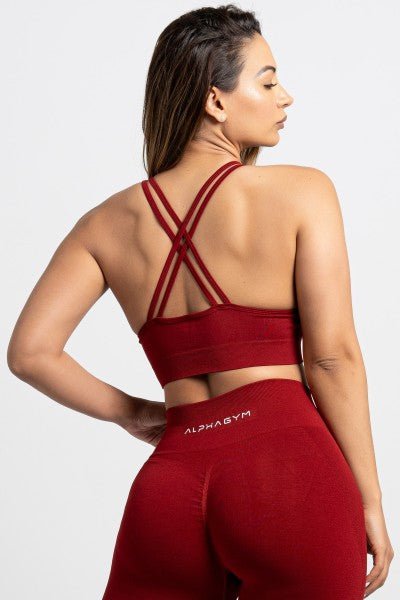 "BEVON" SPORT BRA WINE RED