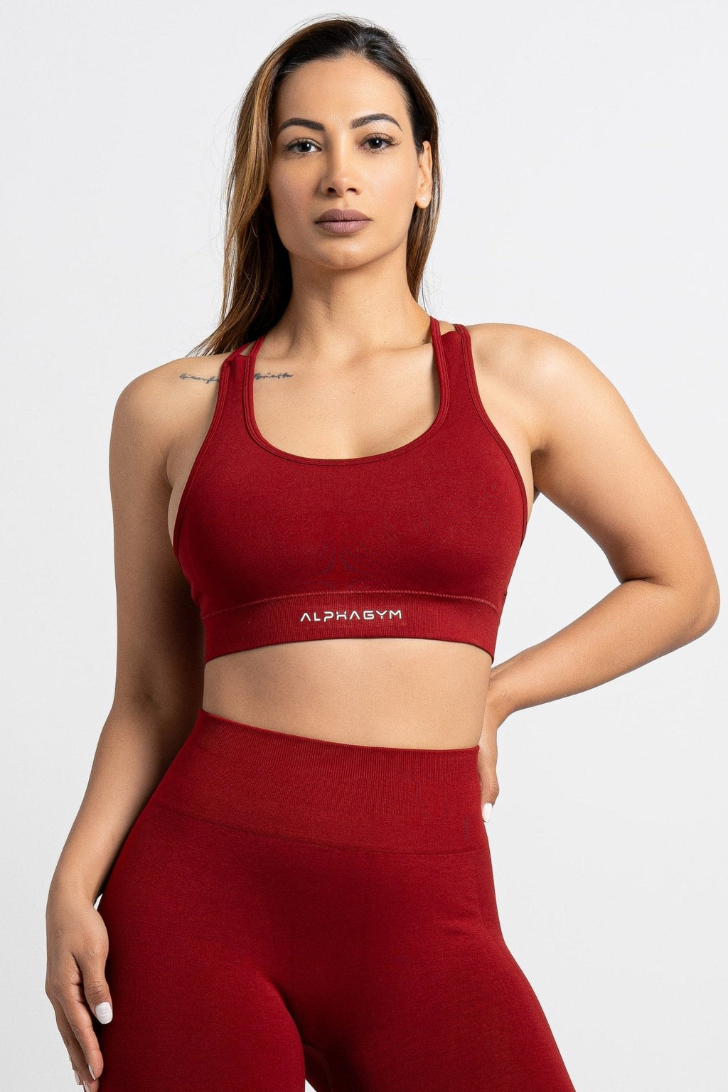 "BEVON" SPORT BRA WINE RED